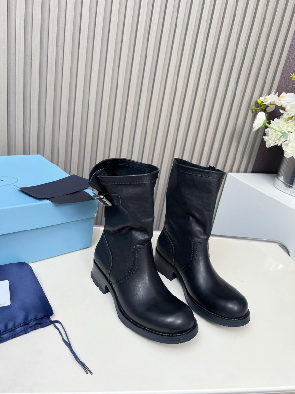 Prada 2025 SS Retro Martin Boots Riding Boots - LY00350