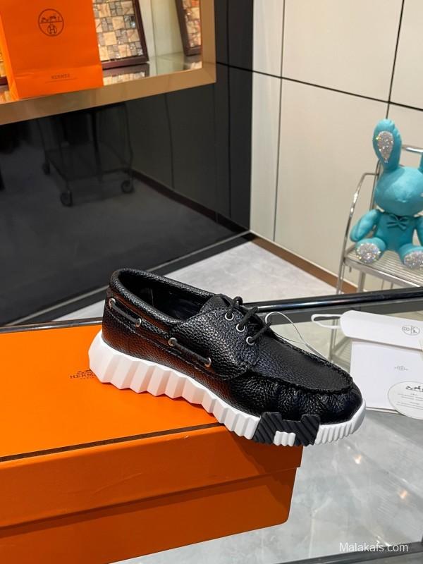 Hermès Classic Casual Sports Shoes with Exaggerated H Logo and Height Increase - LY00300