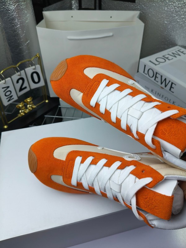 LOEWE High-Top German Training Sneakers Retro Fashion Casual White Shoes - LY00330
