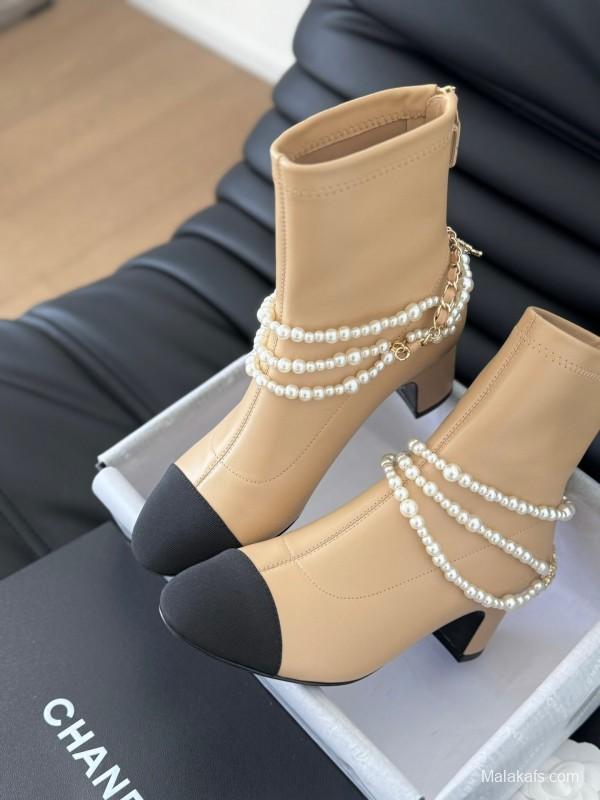 Chanel Pearl Collection Mary Jane Short Boots - LY00360