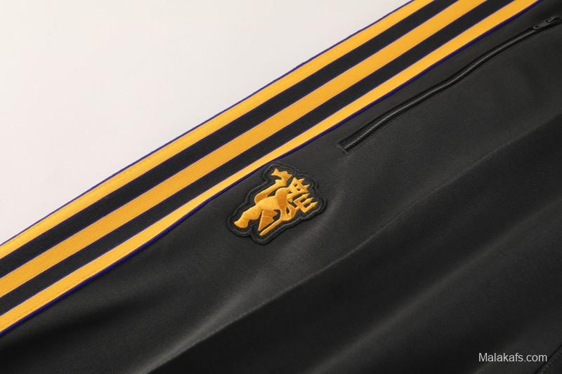 25/26 Manchester United 08 Dark Gray Half Zipper Jacket+Long Pants S-2XL