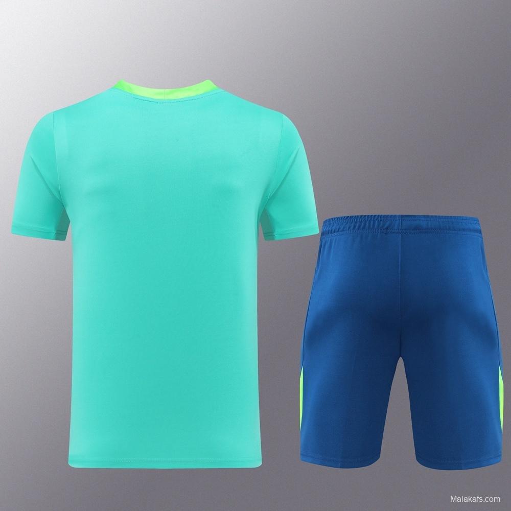 2025 Brazil Lake Green Short Sleeve+Soccer Shorts