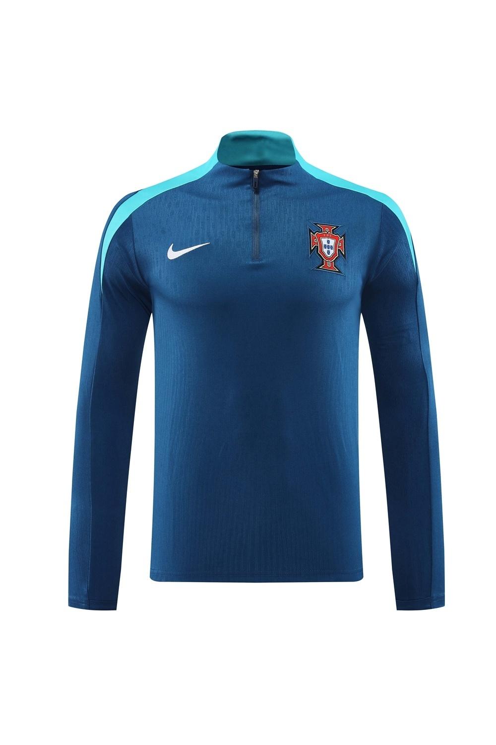 2025 Portugal Royal Blue Half Zipper Jacket+Long Pants
