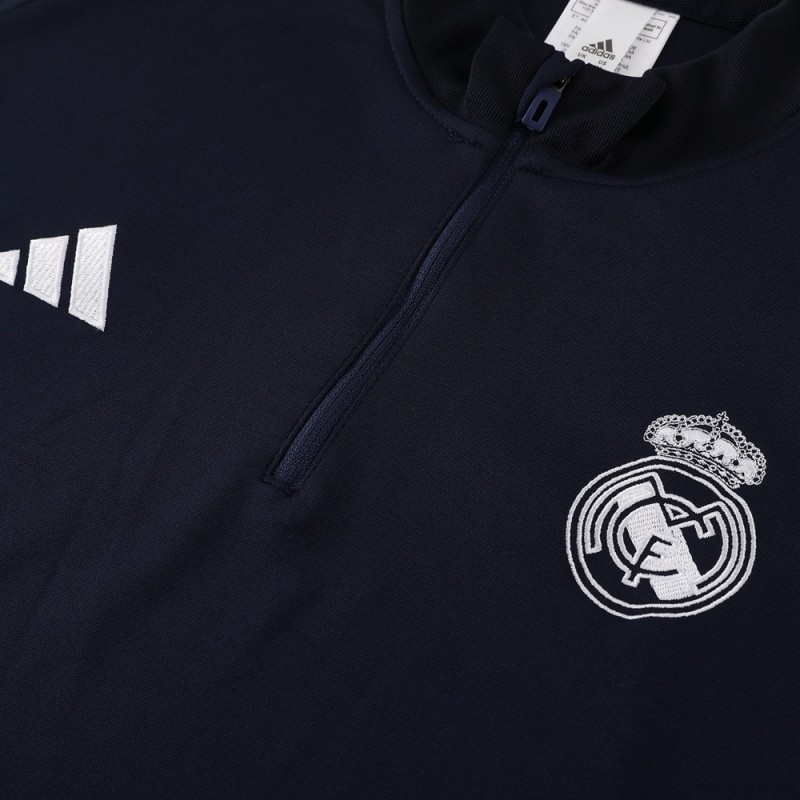 25/26 Real Madrid Royal Blue Half Zipper Jacket+Long Pants