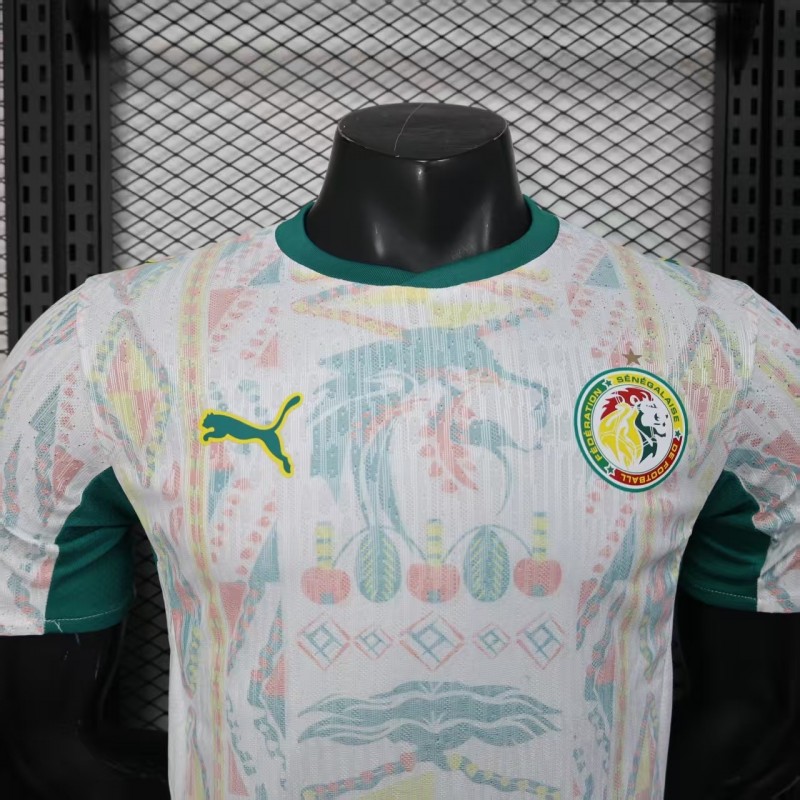 25/26 Player Version  Senegal Away White with African Traditional Pattern Jersey