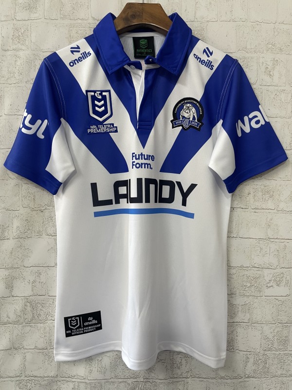 25/26 Canterbury-Bankstown Bulldogs White with Blue V-Pattern Jersey