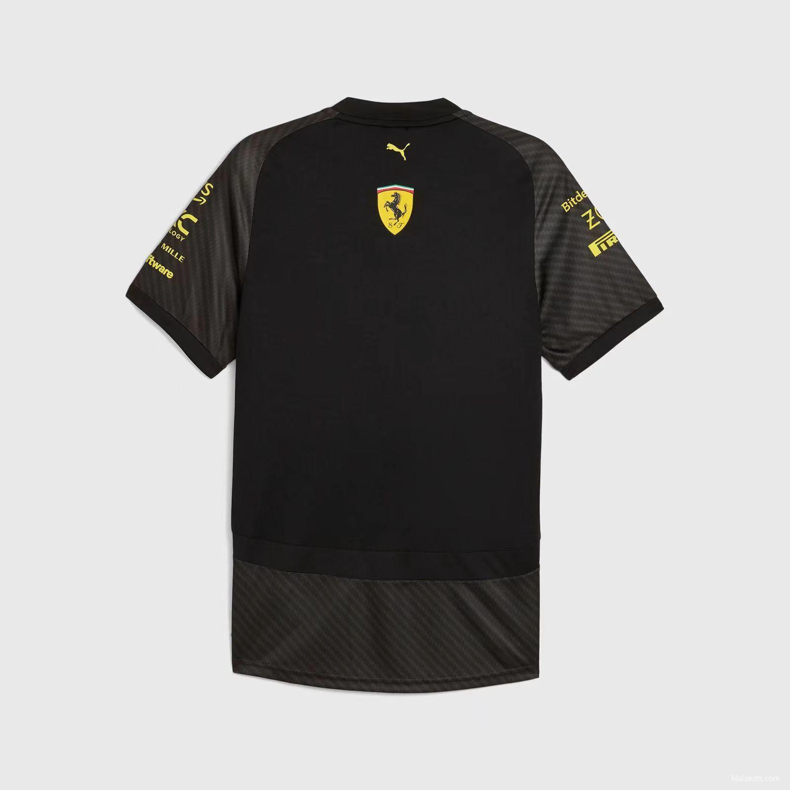 2024 F1 Scuderia Ferrari Black with Carbon Fiber Pattern Team Jersey