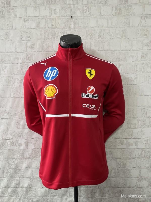 2025 F1 Scuderia Ferrari Red with White Stripe Team Jacket