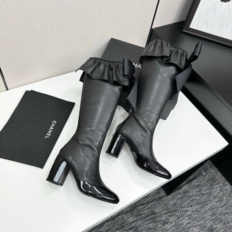 Chanel 2025 SS Bow Detail Block Heel Boots - L Y00600