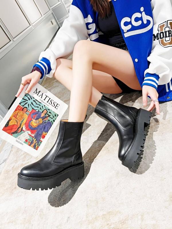 Celine 2025/ss Triomphe Side Zipper Ankle Boots - L Y00320