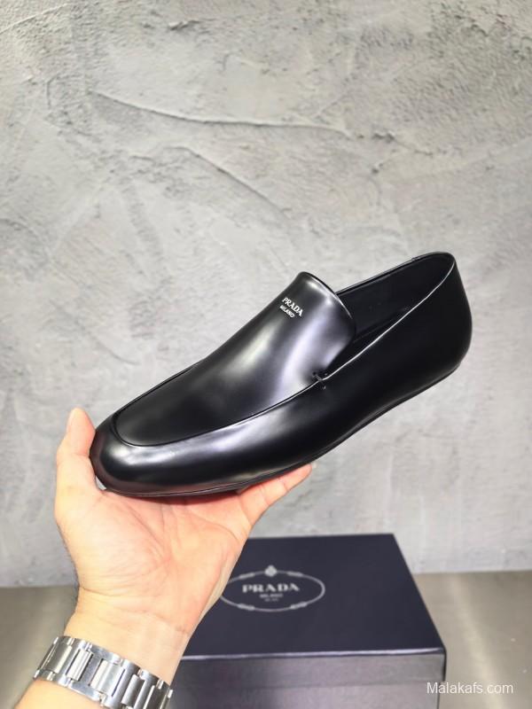 Prada Shuffle Monk Loafers Classic Retro Men's Leather Shoes - AS00380