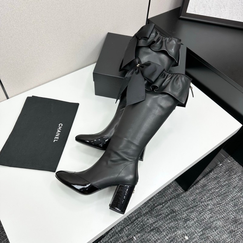 Chanel 2025 SS Bow Detail Block Heel Boots - L Y00600