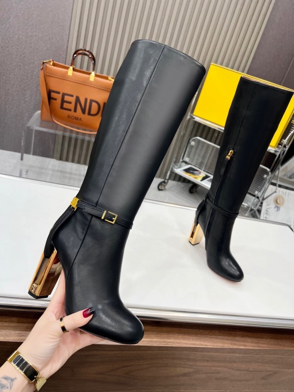 FENDI Delfina Round Toe Boots with FF Buckle - LY00520