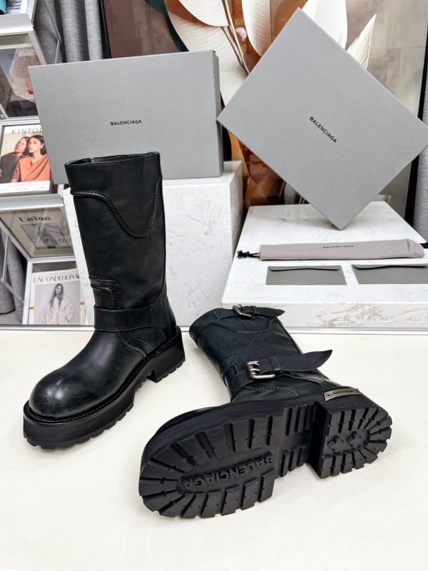 Banciga Paris 25FW Venom Mid-Calf Boots Punk Motorcycle Style with Buckle and Thick Sole - LY00480