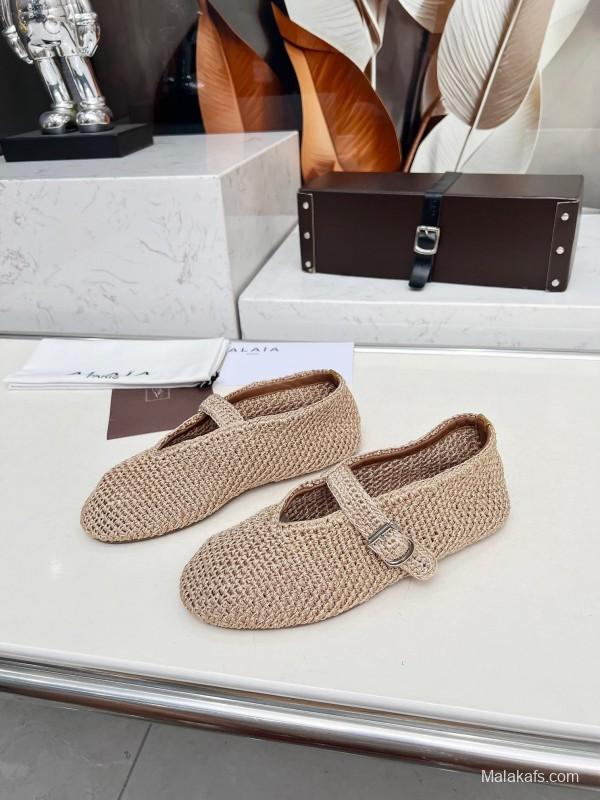 Alaia 2025/SS Knit Ballet Dance Shoes with Inner Height Increase - LY00310