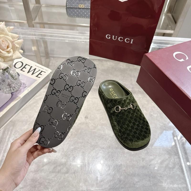 Gucci Women's Mule Shoes Velvet with Horsebit Detail - LY00240