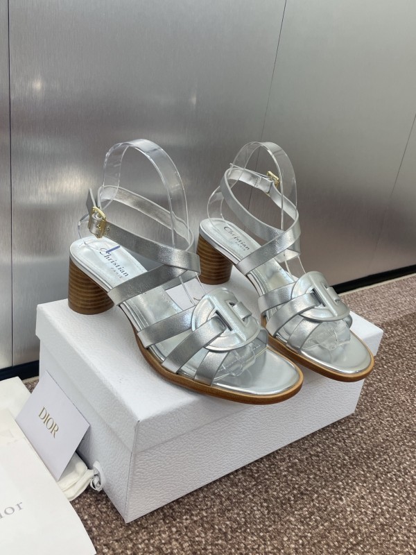 Dior D-Club Jelly Color Hollow Layered Cross Strap Mid Heel Women Shoes - KFY00290