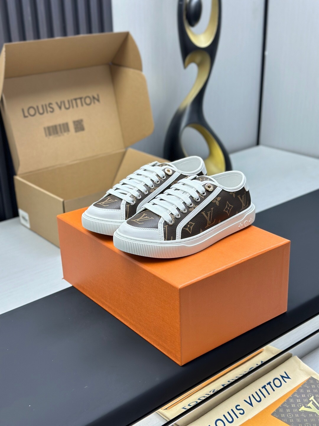 Louis Vuitton Time Out Series Animal Print Casual White Sneakers - AS00260
