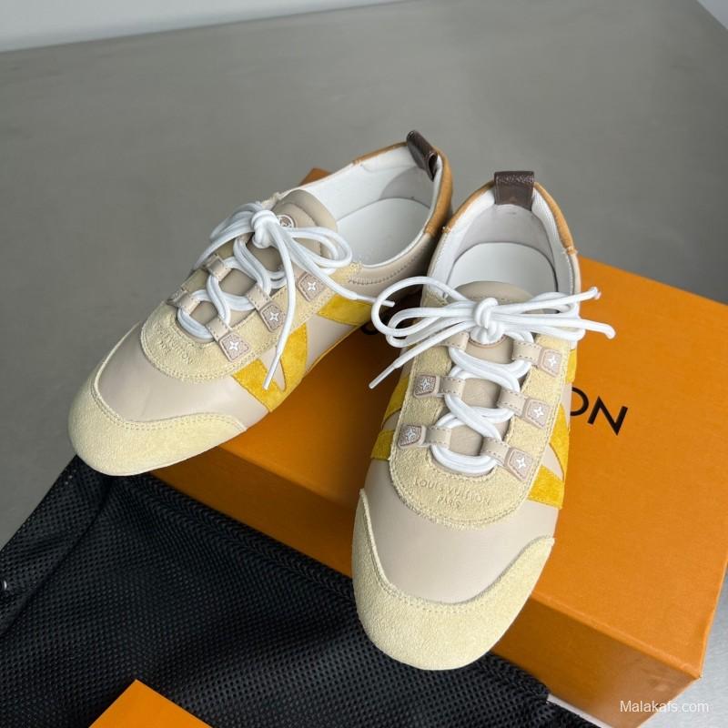 Lv Sneakerina 2025 SS Ballet Round Toe Lace-Up Low Top Lifestyle Casual Shoes - YC