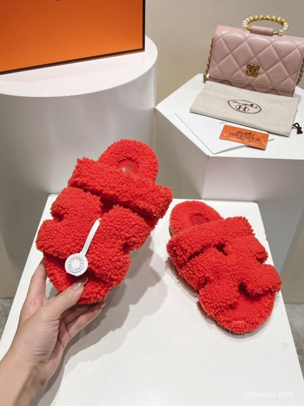 H Love Uncle Full Fur Slippers with Grain Fur - LY00300