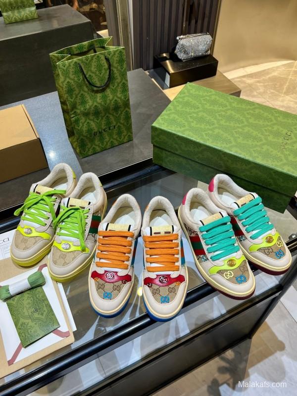 Gucci Distressed Sneakers 2025 SS Retro Design with Metal GG Logo - AS00270