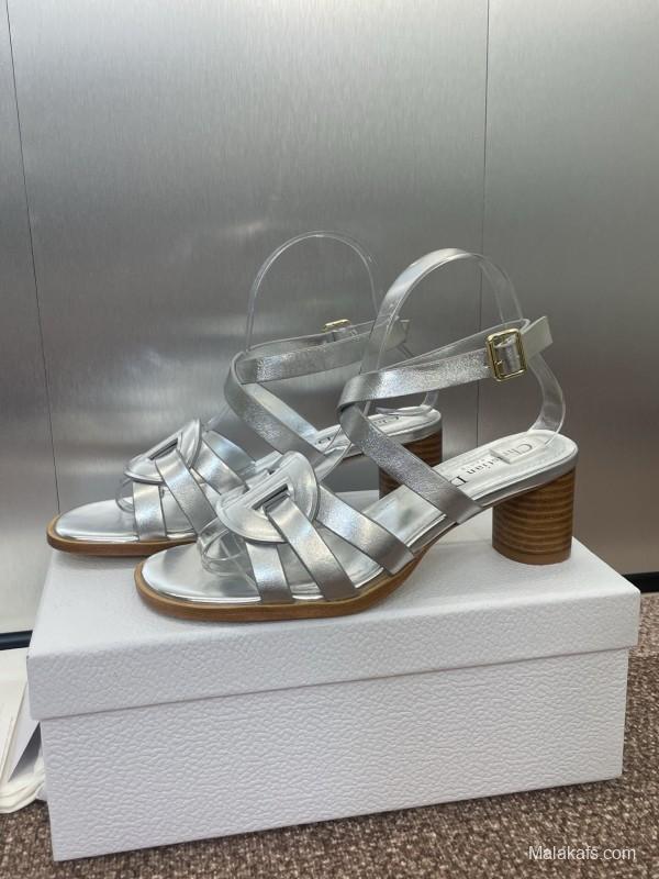 Dior D-Club Jelly Color Hollow Layered Cross Strap Mid Heel Women Shoes - KFY00290