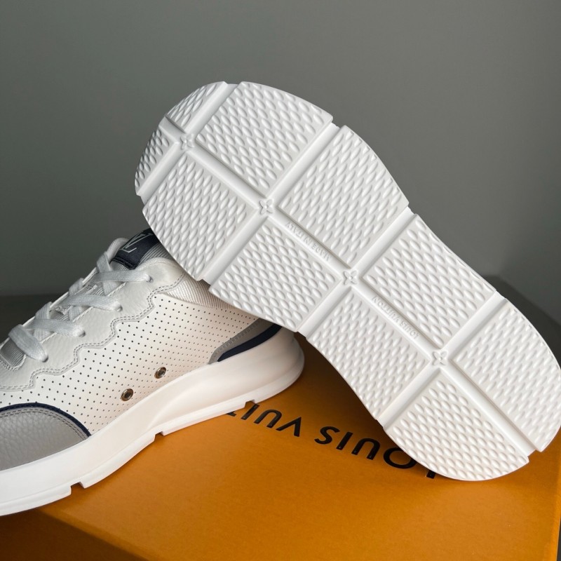 Lv Classic Leather Round Toe Lace-Up Low Top Casual Shoes - YC
