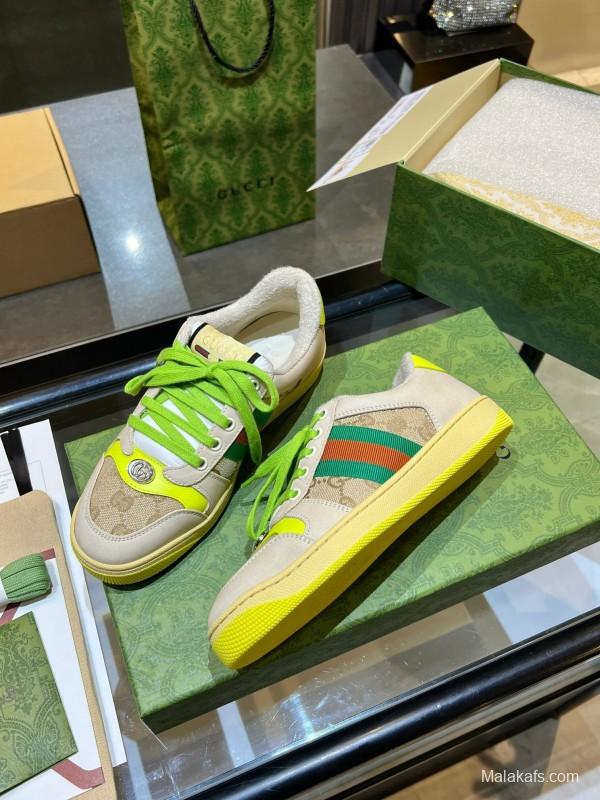 Gucci Distressed Sneakers 2025 SS Retro Design with Metal GG Logo - AS00270
