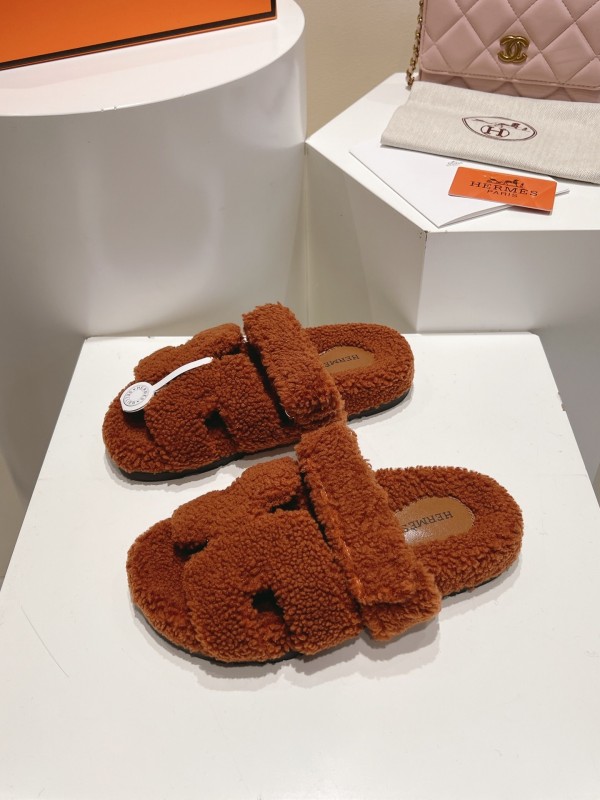 H Love Uncle Full Fur Slippers with Grain Fur Texture - LY00300