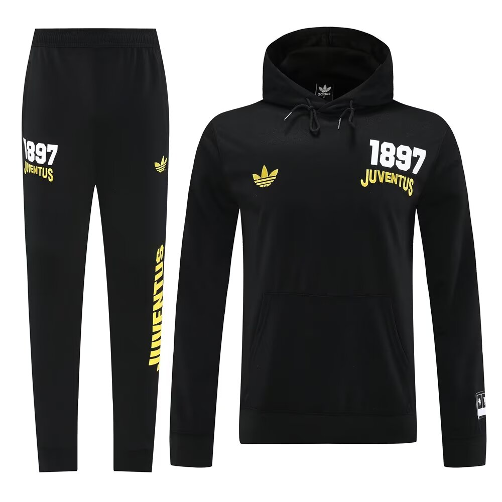 25/26 Juventus Black Sweatshirt Full Zipper Jacket+Long Pants