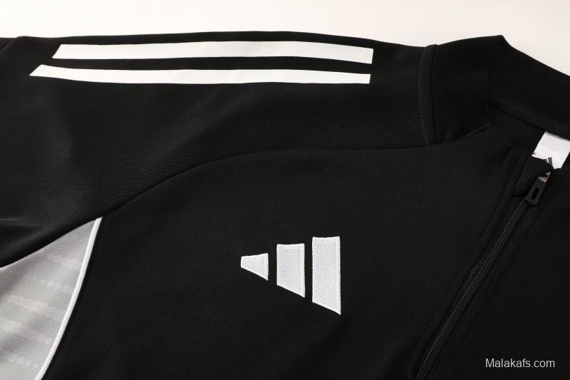 25/26  Adidas Black Full zipper Jacket Tracksuit+ long pants
