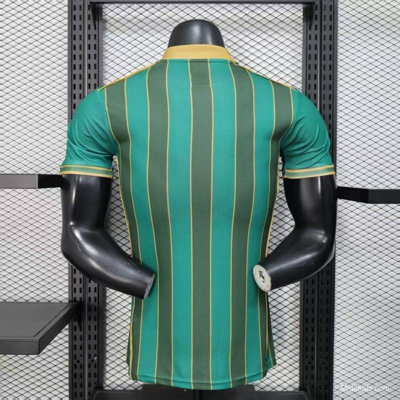 25/26 Player Version  JS Kabylie Home Green Yellow Vertical Stripes Jersey