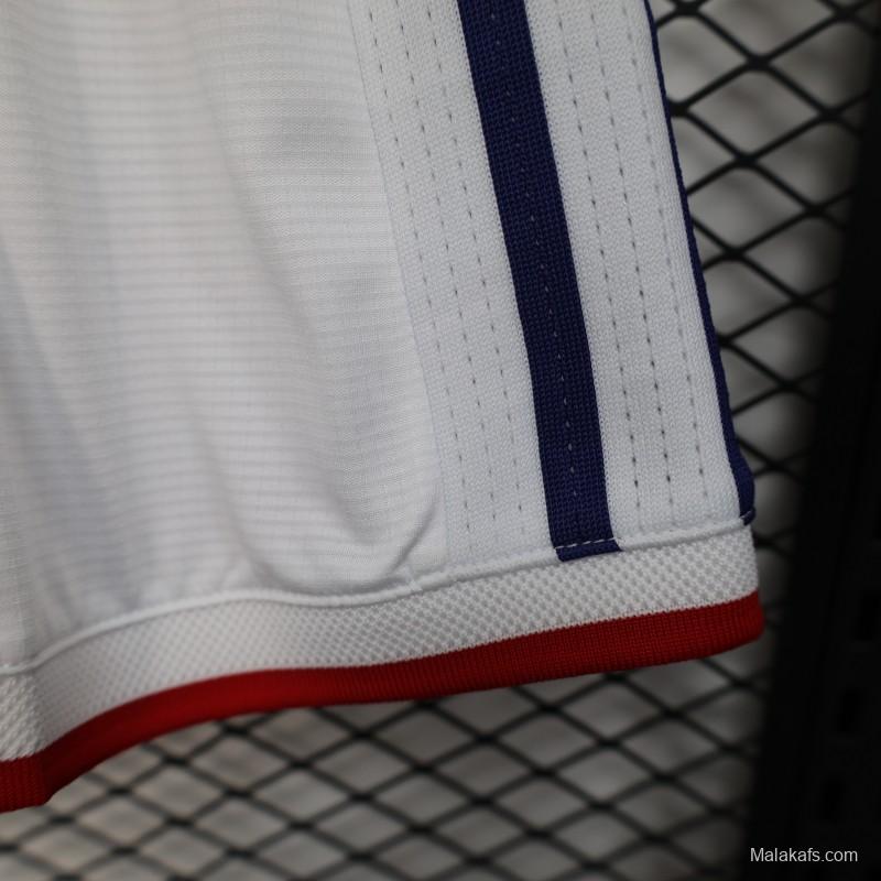 2026 Player Version Japan White with Navy Blue Stripes Shorts