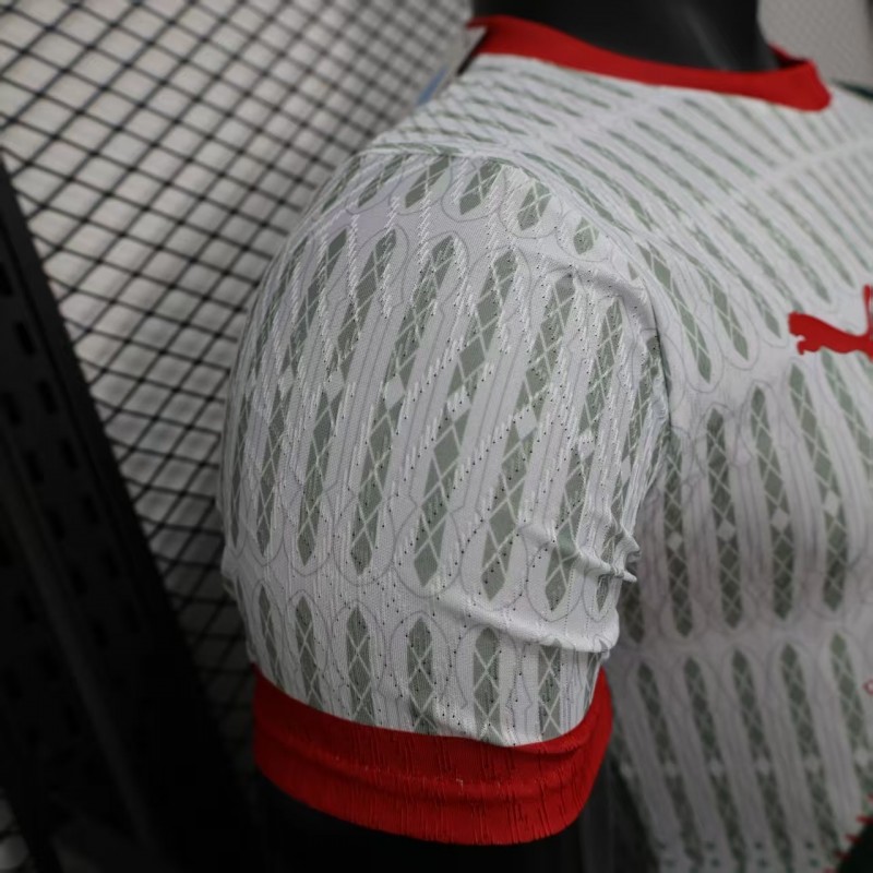 25/26 Player Version Marseille White and Green with Vertical Stripe and Dot Pattern Jersey