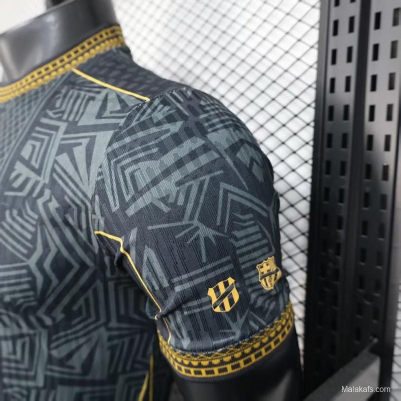 2026 Player Version Brazil Black with Gold Geometric Tribal Pattern Jersey