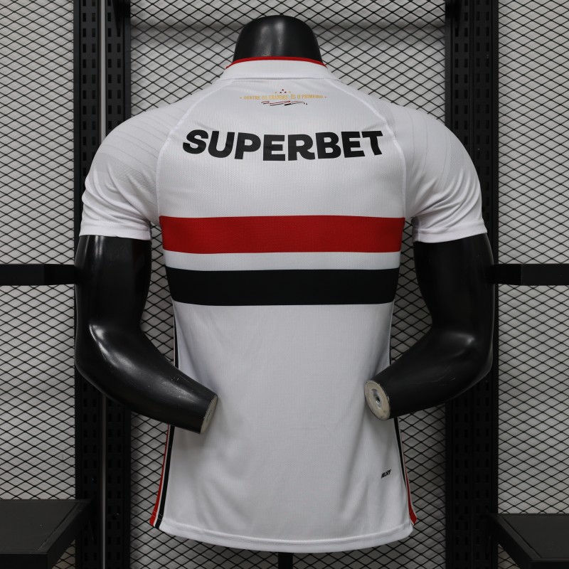 Player Version 26/27  São Paulo FC White with Red and Black Horizontal Stripes Jersey