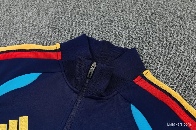 26/27 Spain Navy Blue Full Zipper Jacket Tracksuit + Long Pants