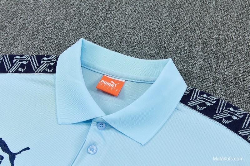 26/27 Manchester City Light Blue Polo Training Shirt + Long Pants Tracksuit