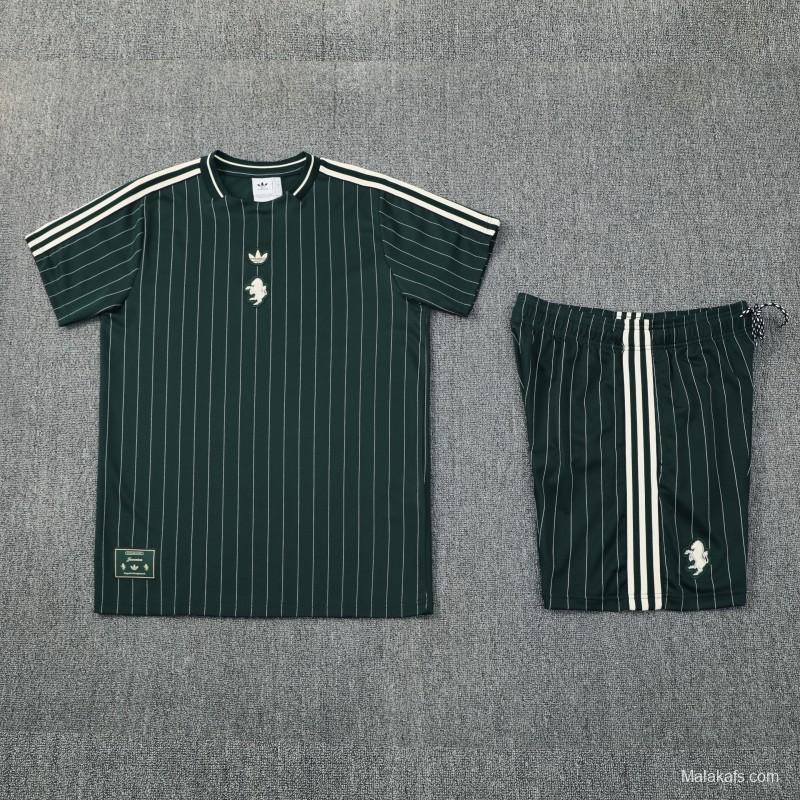 26/27 Juventus Navy Green Short Sleeve+Soccer Shorts