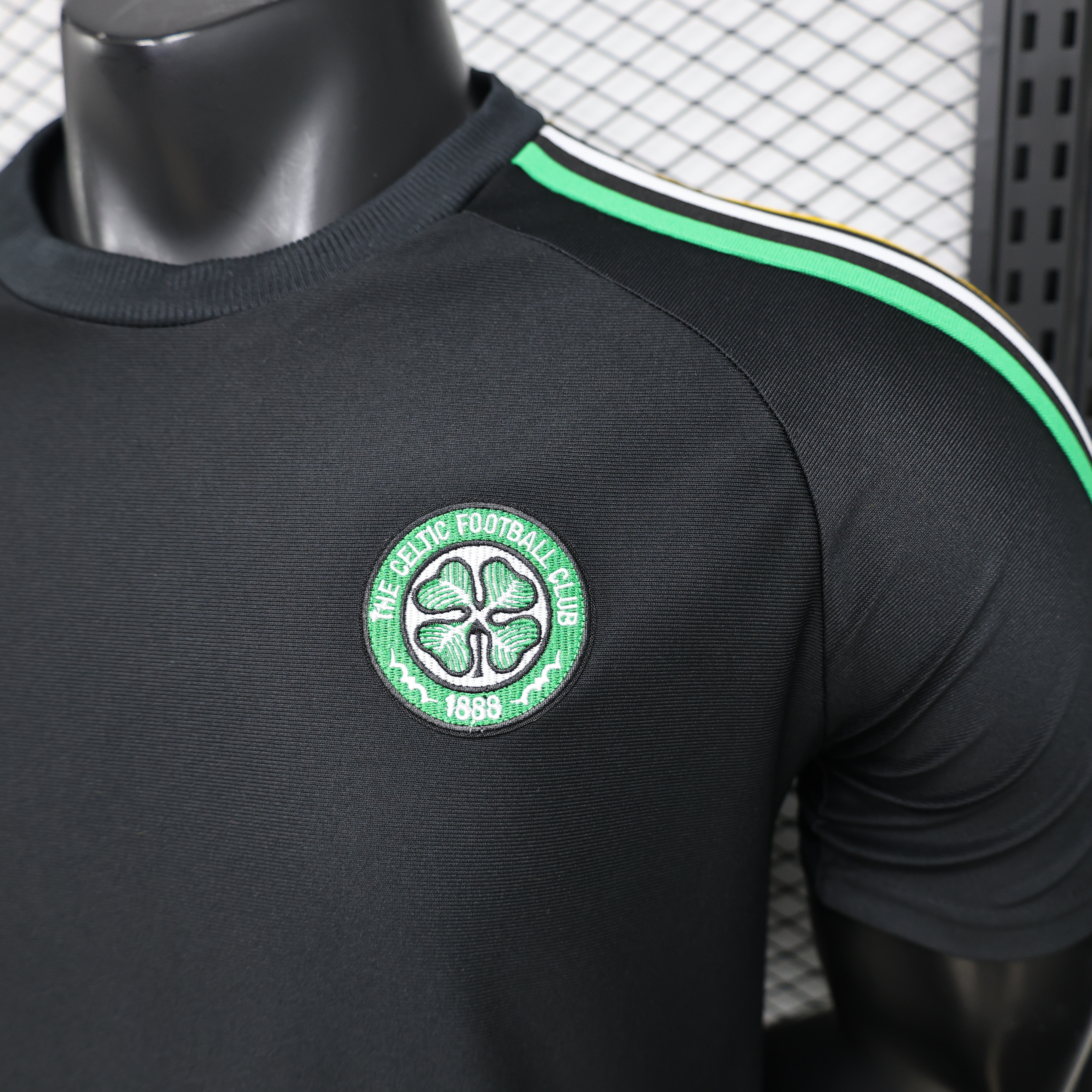 Player Version 26/27 Celtic Black with Asymmetric Yellow & Green Stripe Jersey