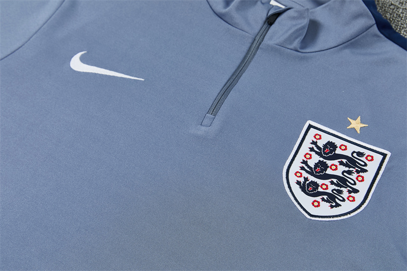 2026 England Grey Half Zipper Jacket Tracksuit + Navy  Blue Long Pants (Nike)