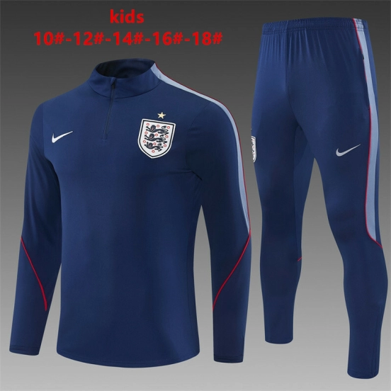 26/27 Kids England Navy Blue  Half Zipper Jacket Tracksuit + Long Pants (Nike)