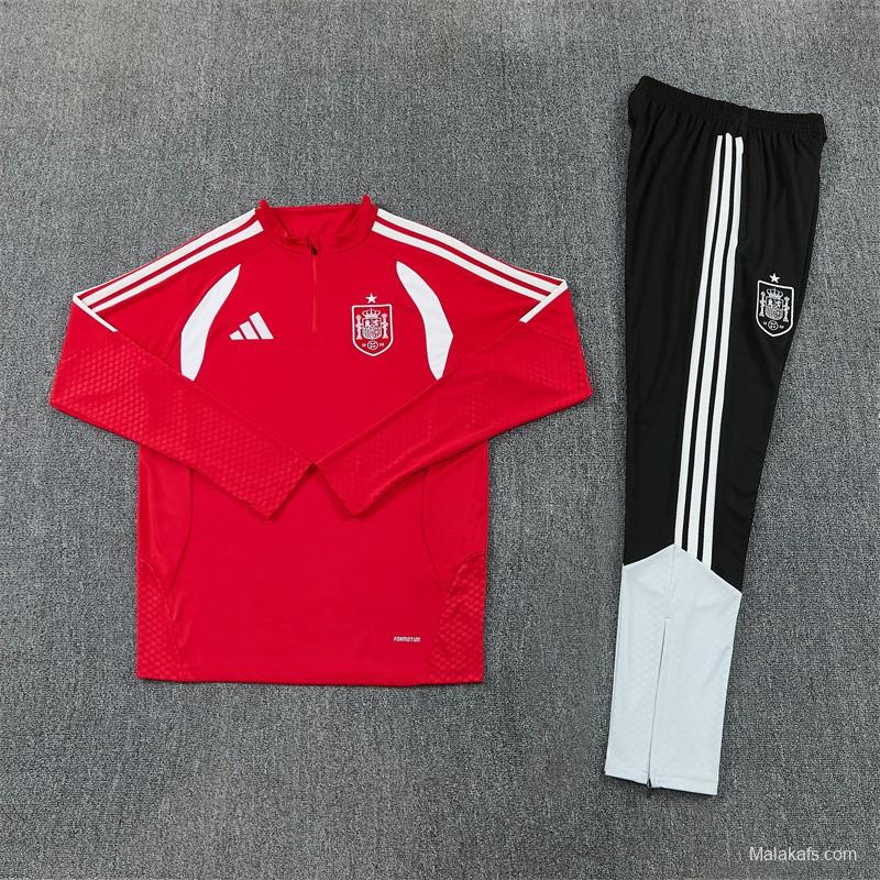 2026 Spain Red Half Zipper Jacket Tracksuit + Long Pants
