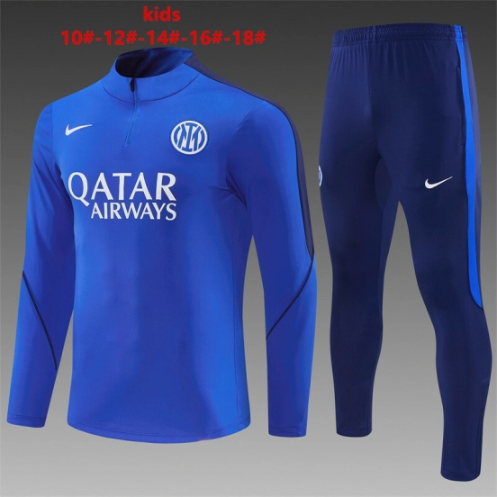 26/27 Kids  Inter Milan Royal Blue Half  Zipper Jacket Tracksuit + Long Pants (Nike)