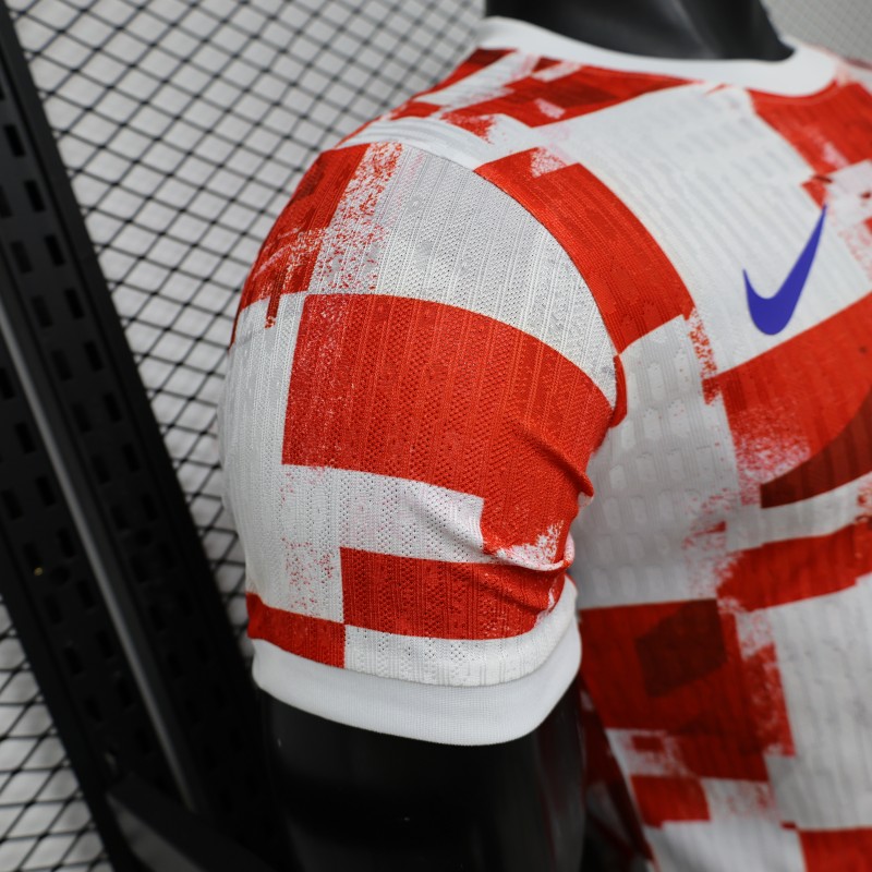 Player Version 2026 Croatia Home Red White with Checkerboard Pattern Jersey