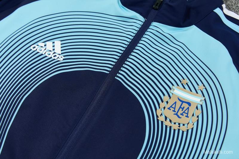 2026 Argentina Navy & Sky Blue Full Zipper Jacket Tracksuit + Long Pants