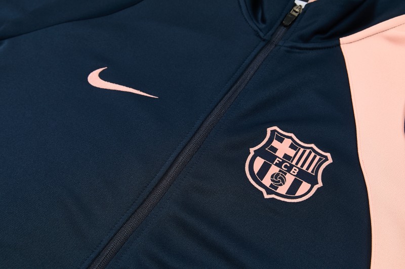 26/27 Barcelona Navy Blue & Pink  Full Zipper Jacket Tracksuit + Long Pants