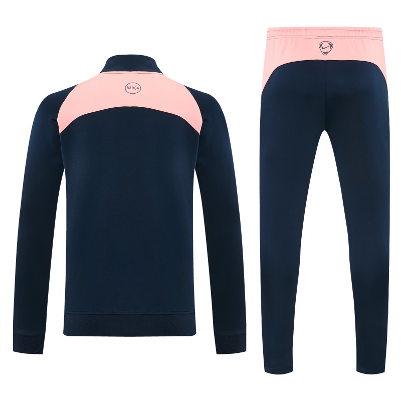 26/27 Barcelona Navy Blue & Pink  Full Zipper Jacket Tracksuit + Long Pants