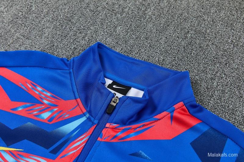 26/27 FC Barcelona Blue with Red  Full Zipper Jacket Tracksuit + Long Pants