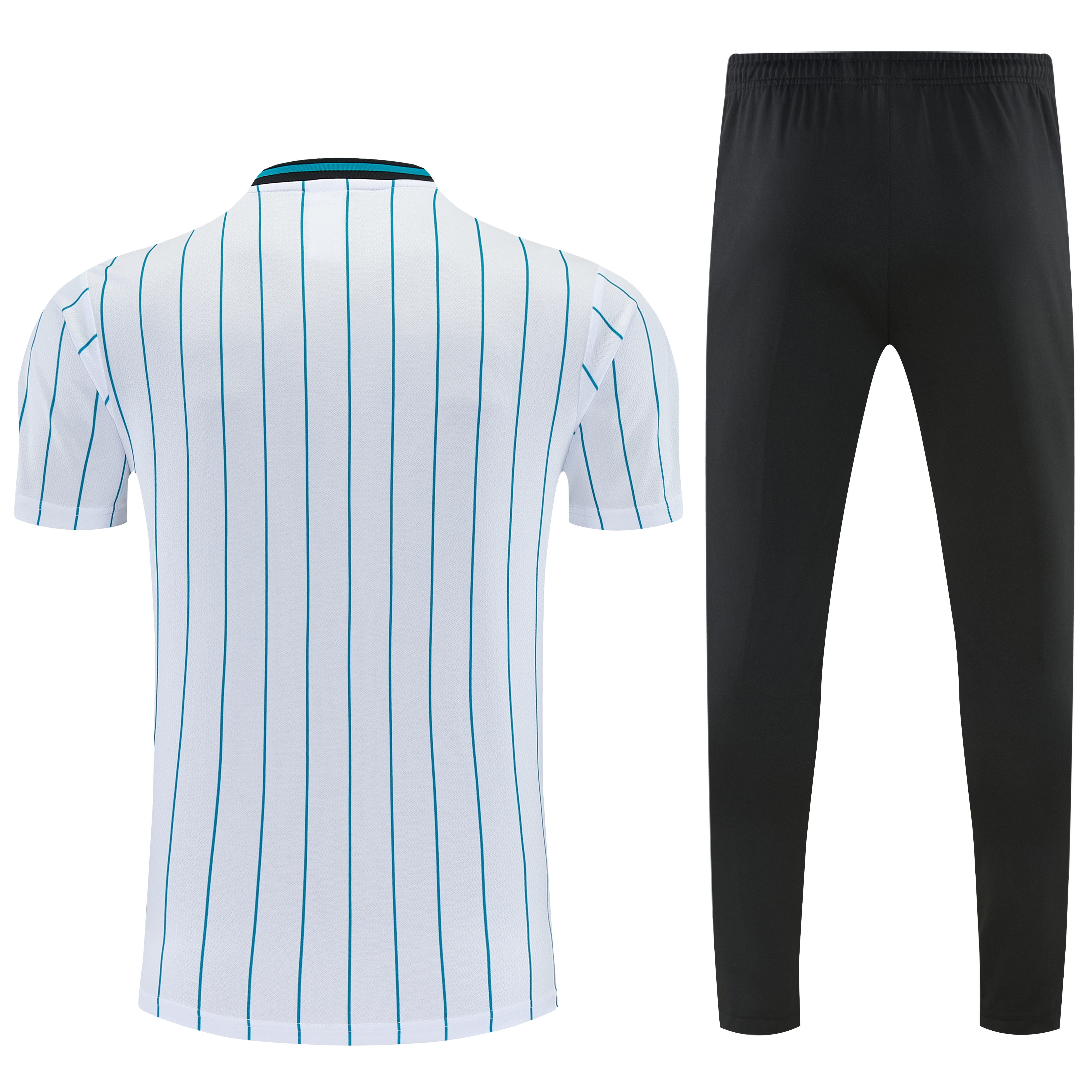 26/27 Liverpool White with Teal Pinstripe Short Sleeve Tracksuit + Long Pants